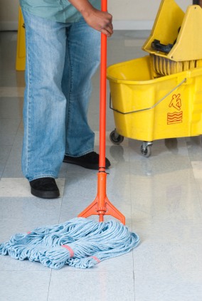 Cleanrite Commercial Cleaning Inc janitor in Chatsworth, NJ mopping floor.